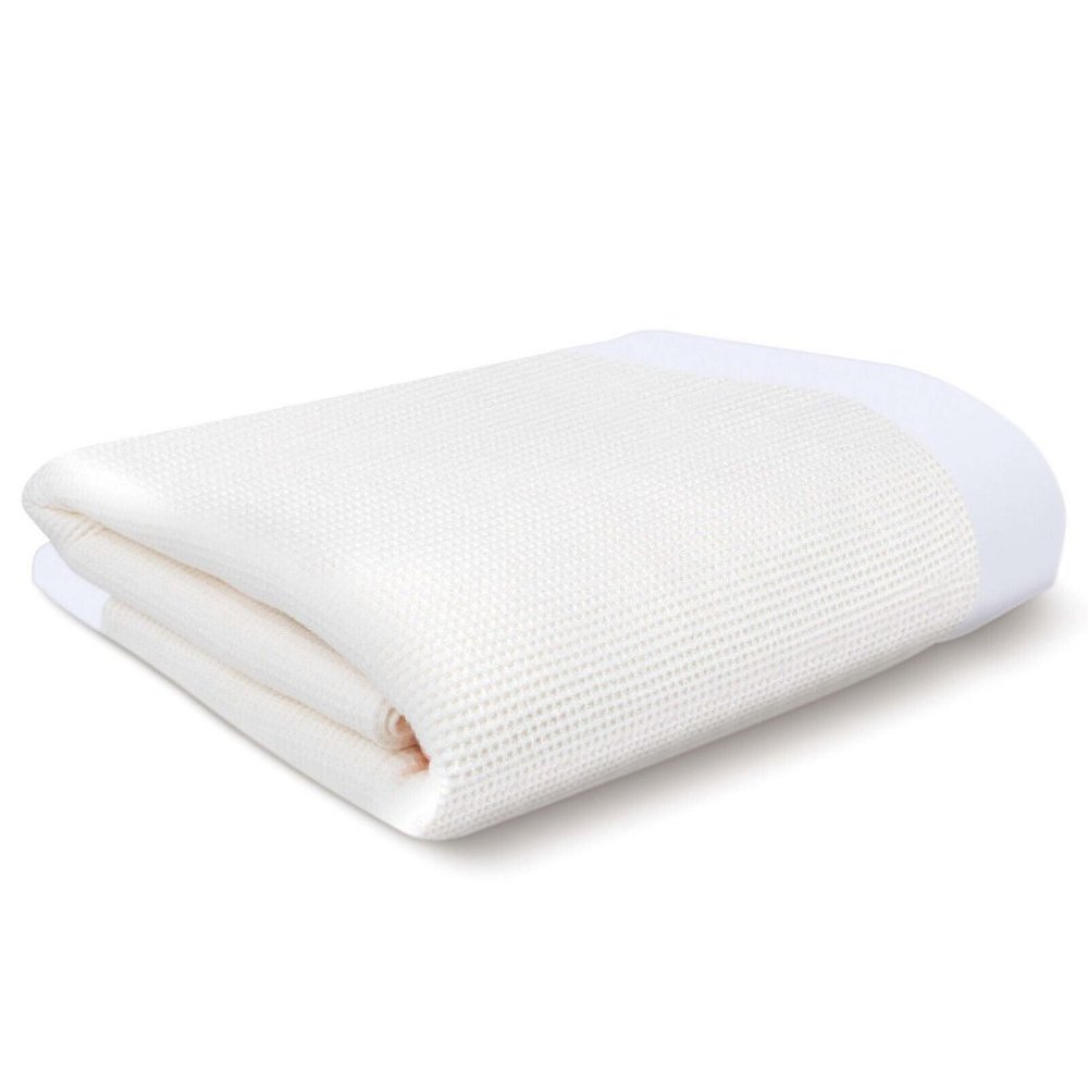 Baby Morgan Thermal Waffle Blanket with Nylon Satin Trim - 50”x60” Throw White